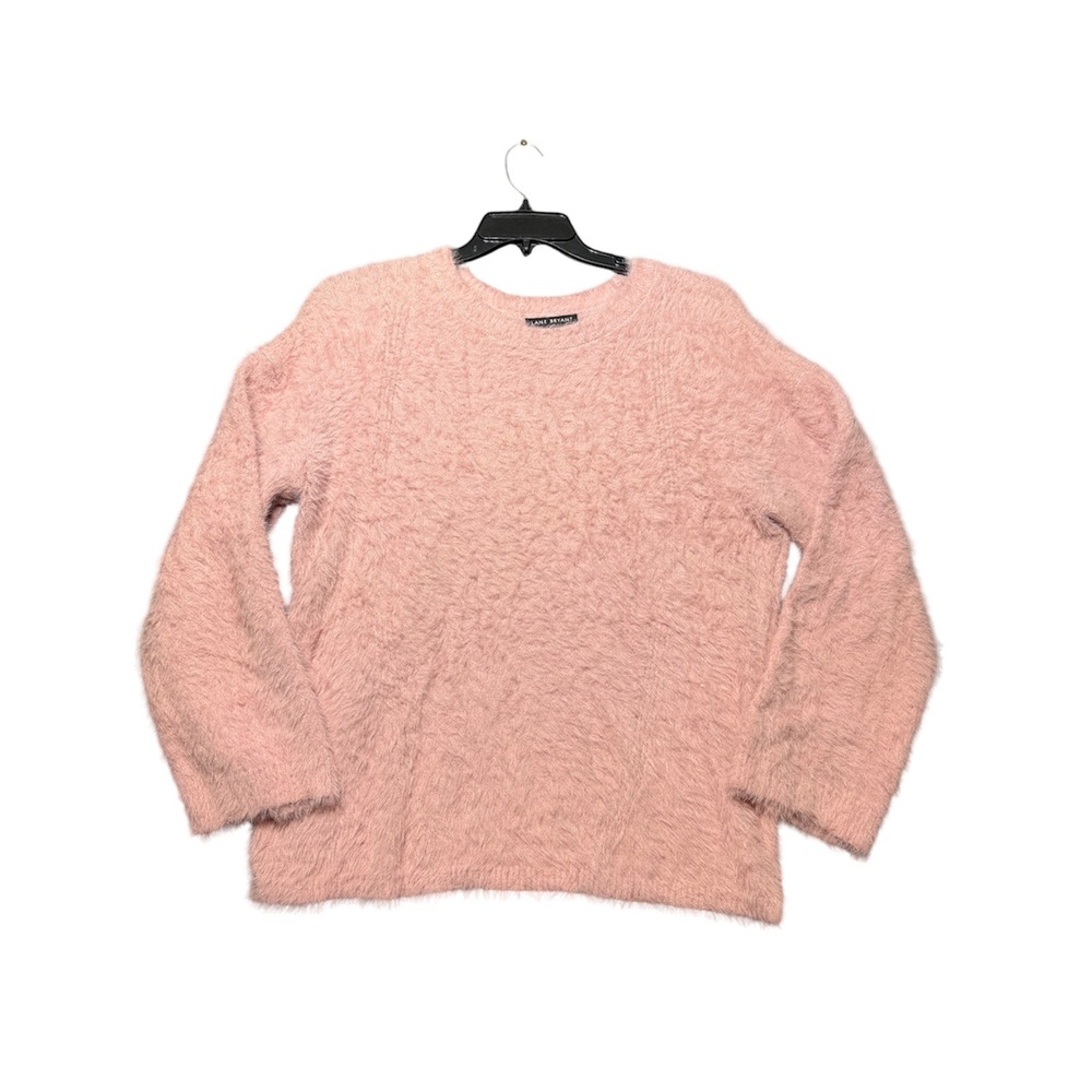 Lane Bryant Eyelash Knit Sweater Women 14/16 Pink Fuzzy Long Sleeve Crewneck